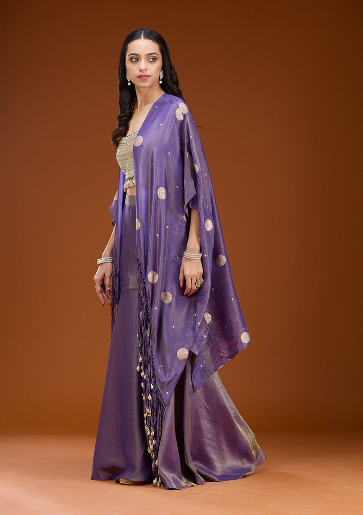 Purple Sequins Georgette Readymade Salwar Suit