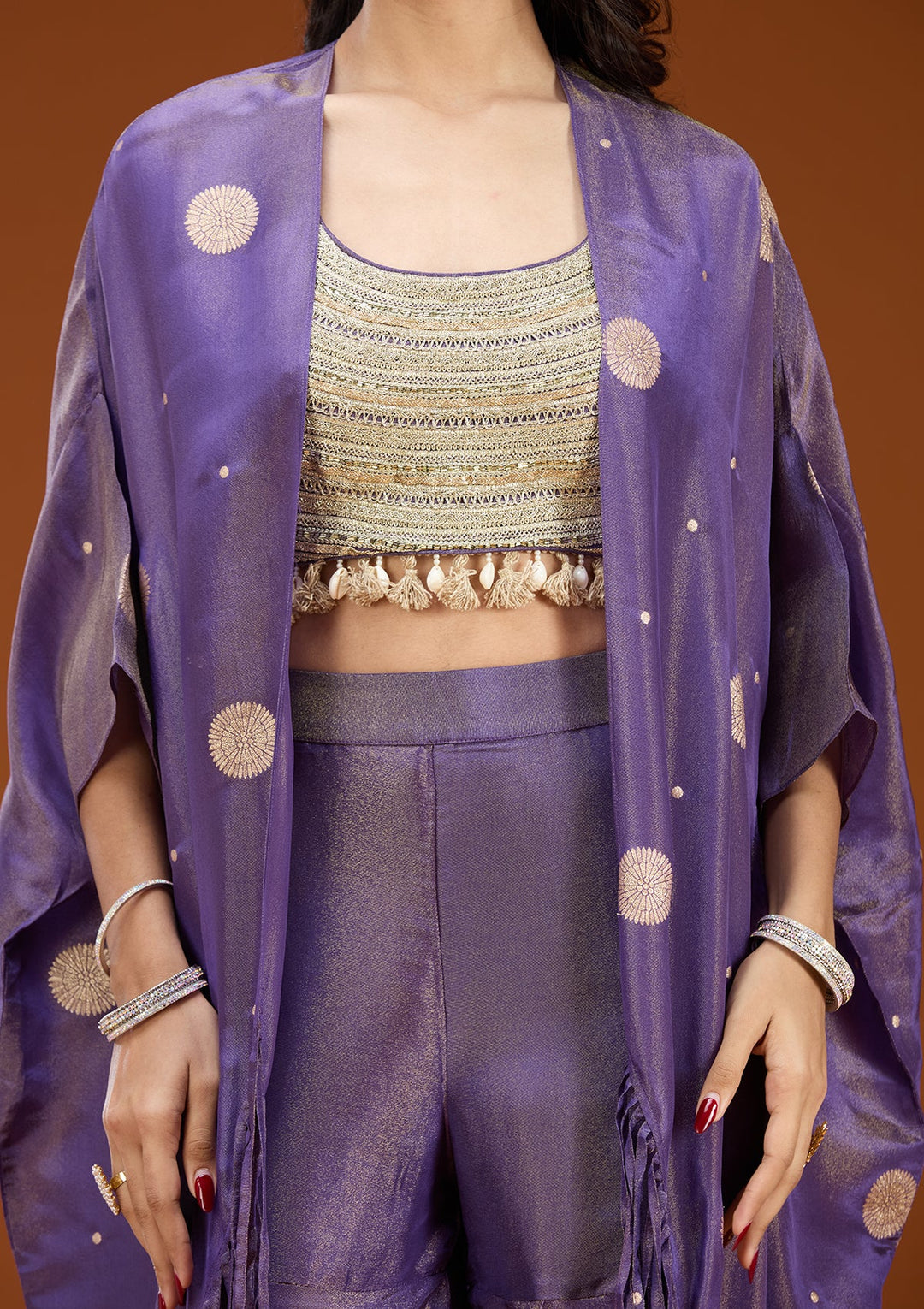 Purple Sequins Georgette Readymade Salwar Suit