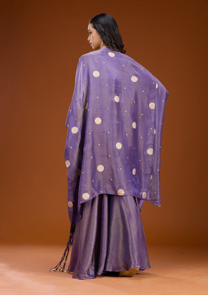 Purple Sequins Georgette Readymade Salwar Suit