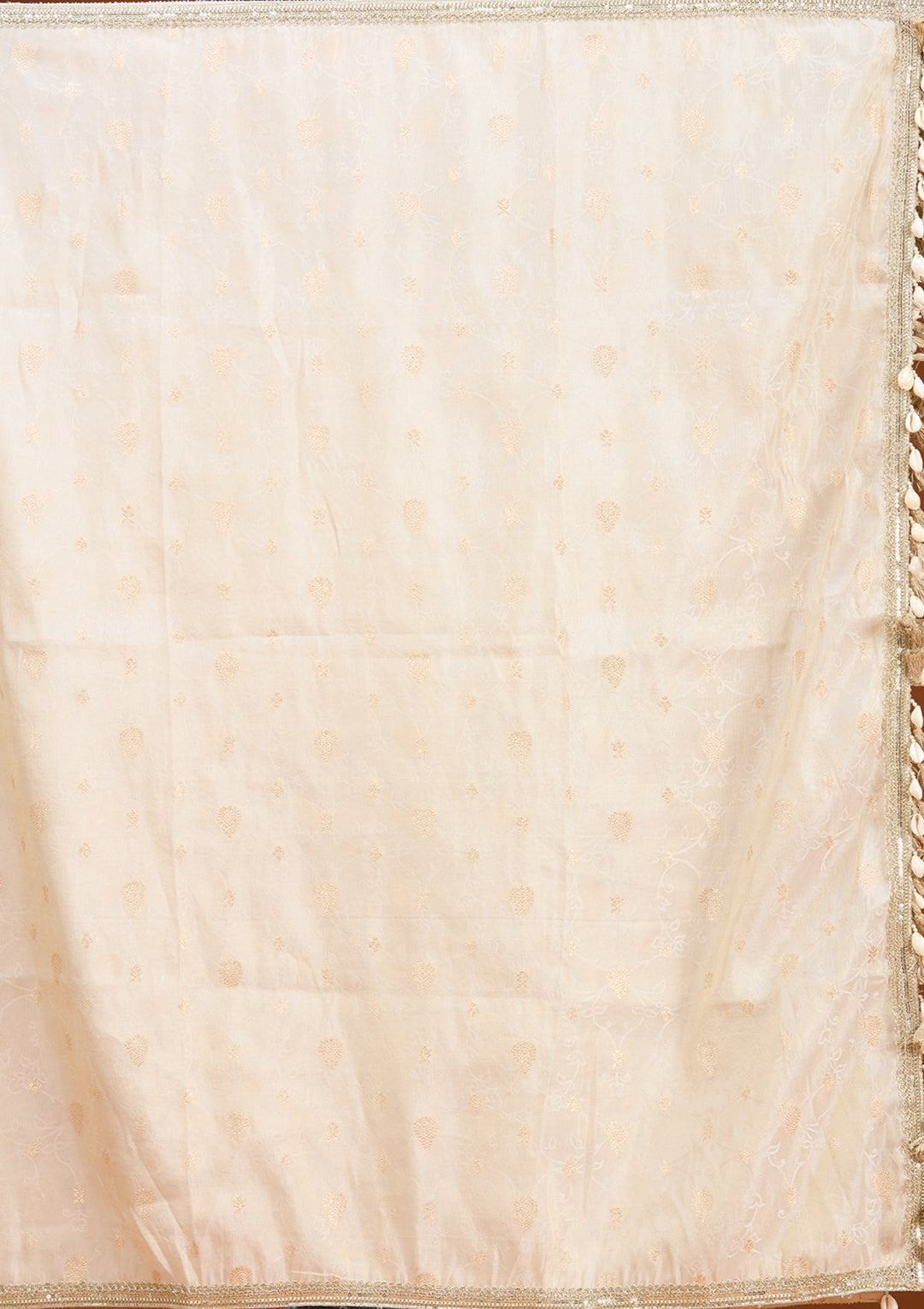 Cream Threadwork Tissue Readymade Salwar Suit