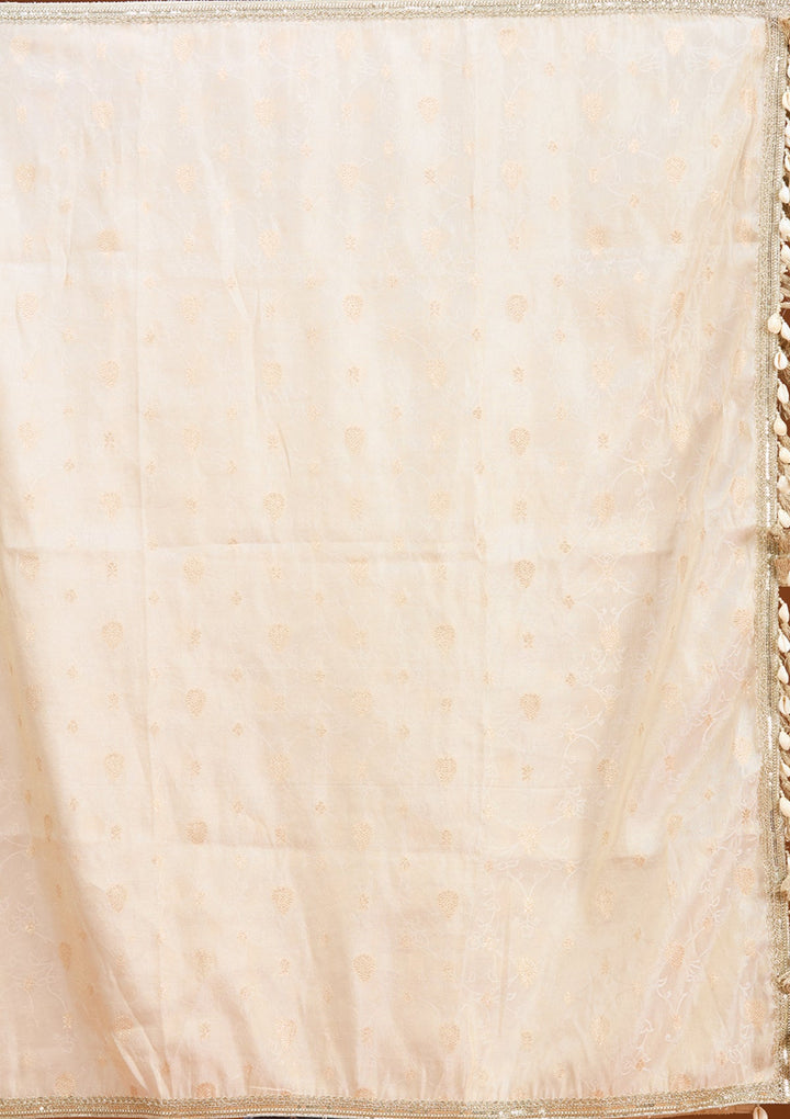 Cream Threadwork Tissue Readymade Salwar Suit