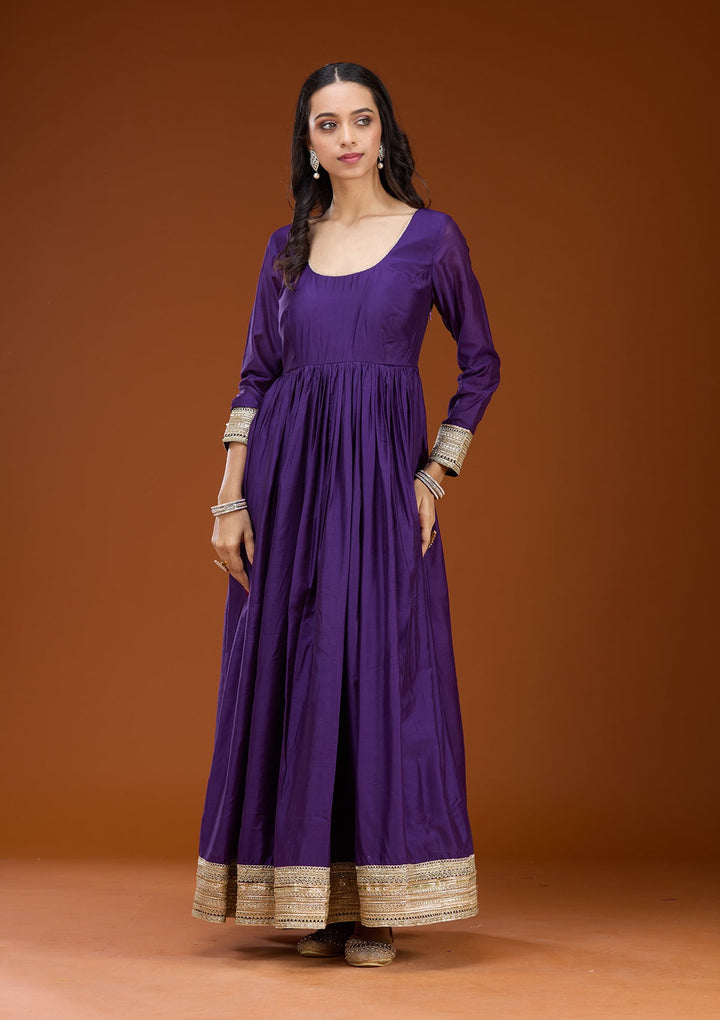 Purple Cording Tissue Readymade Salwar Suit