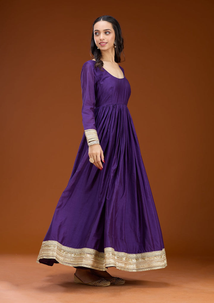 Purple Cording Tissue Readymade Salwar Suit