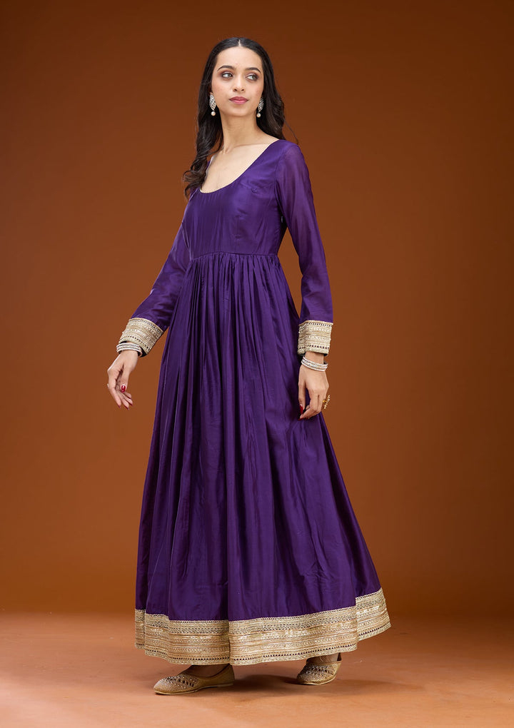 Purple Cording Tissue Readymade Salwar Suit