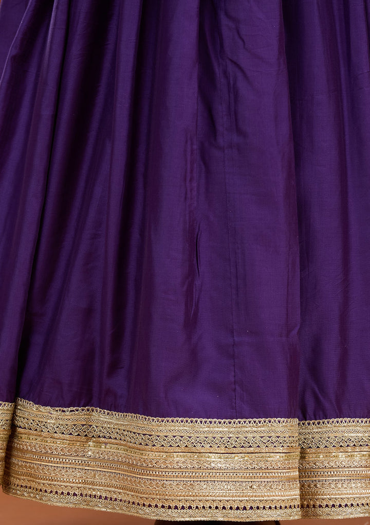 Purple Cording Tissue Readymade Salwar Suit