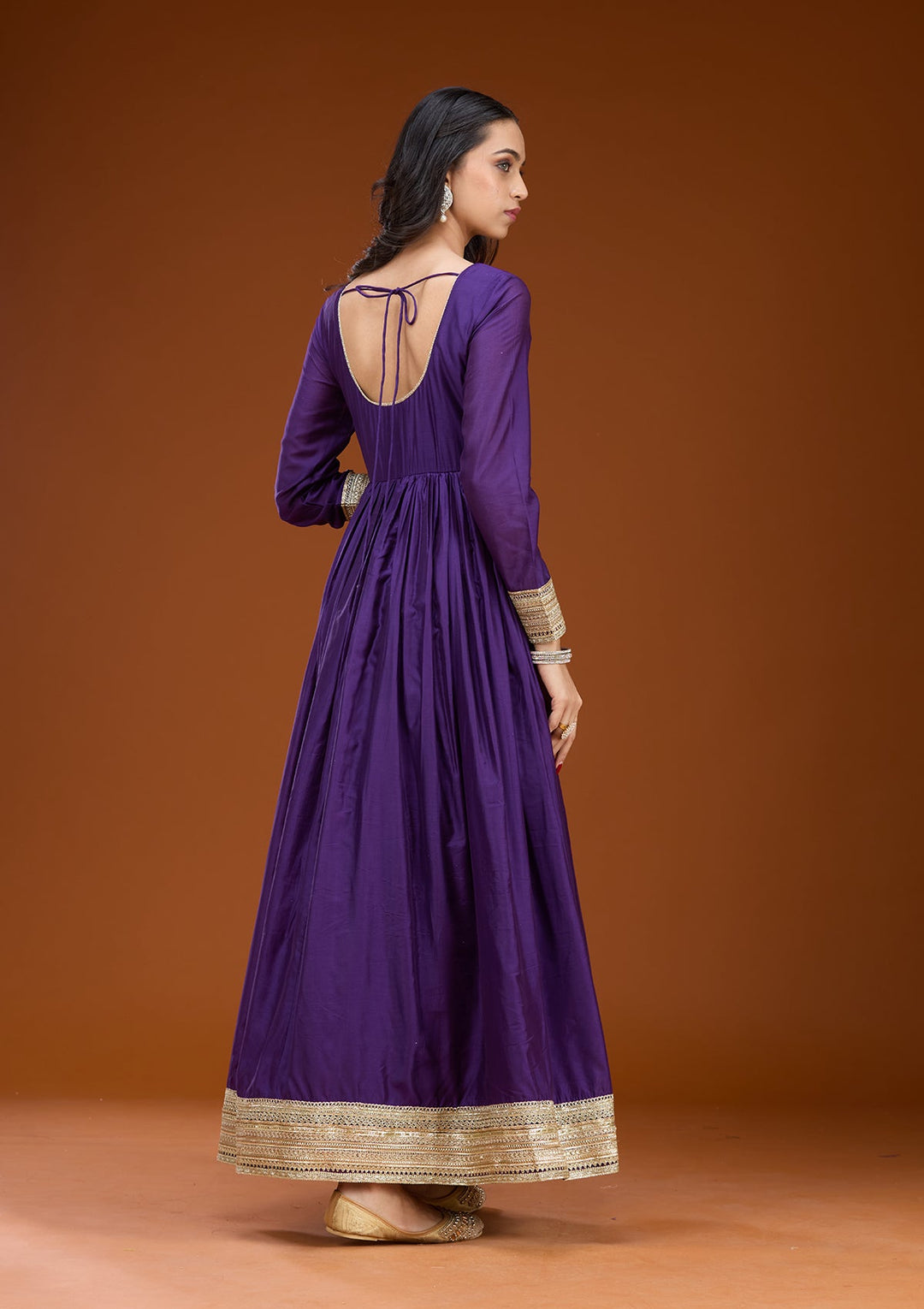 Purple Cording Tissue Readymade Salwar Suit