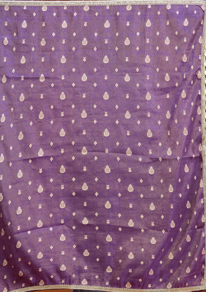 Purple Cording Tissue Readymade Salwar Suit
