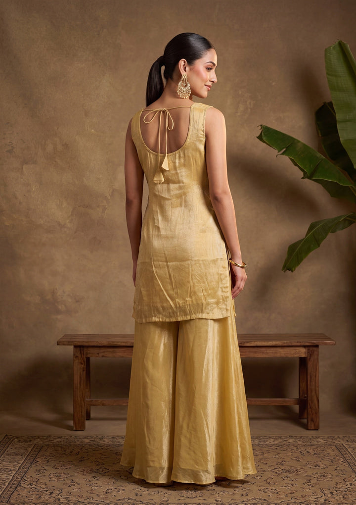 Yellow Cutdana Tissue Readymade Salwar Suit