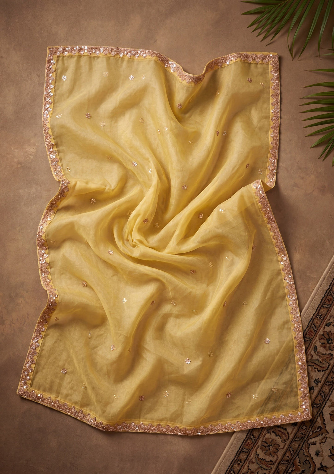 Yellow Cutdana Tissue Readymade Salwar Suit