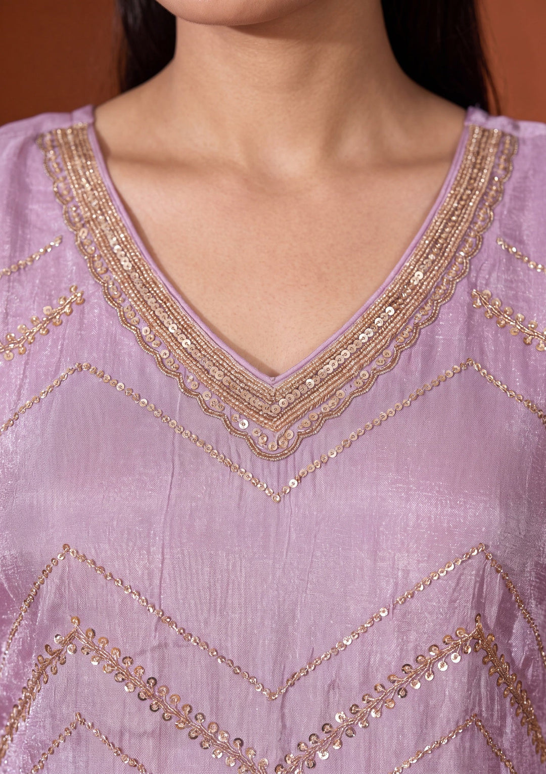 Purple Cutdana Tissue Readymade Salwar Suit