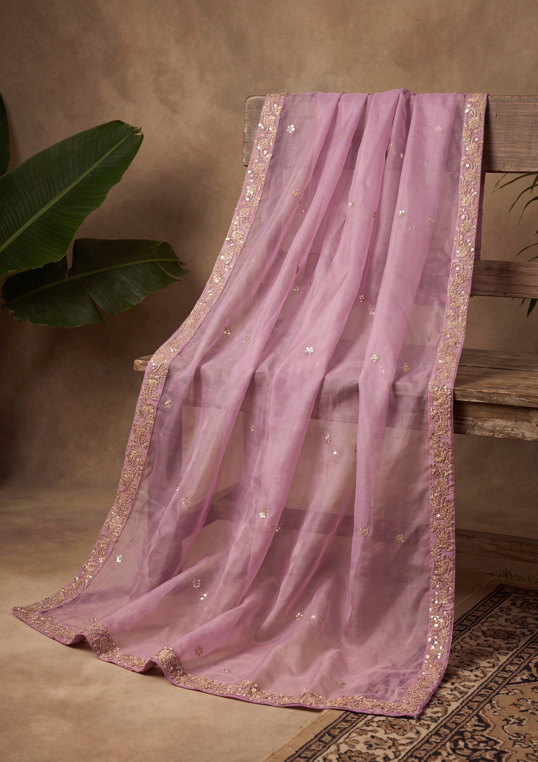 Purple Cutdana Tissue Readymade Salwar Suit
