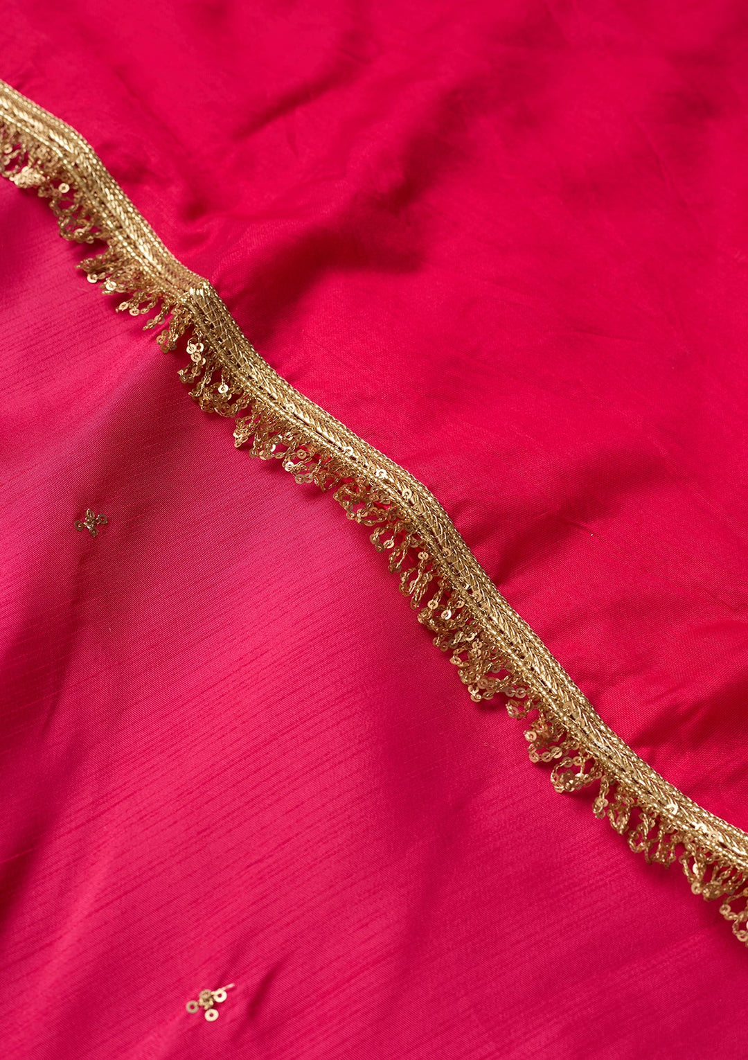 Magenta Pink Cording Art Silk Readymade Salwar Suit