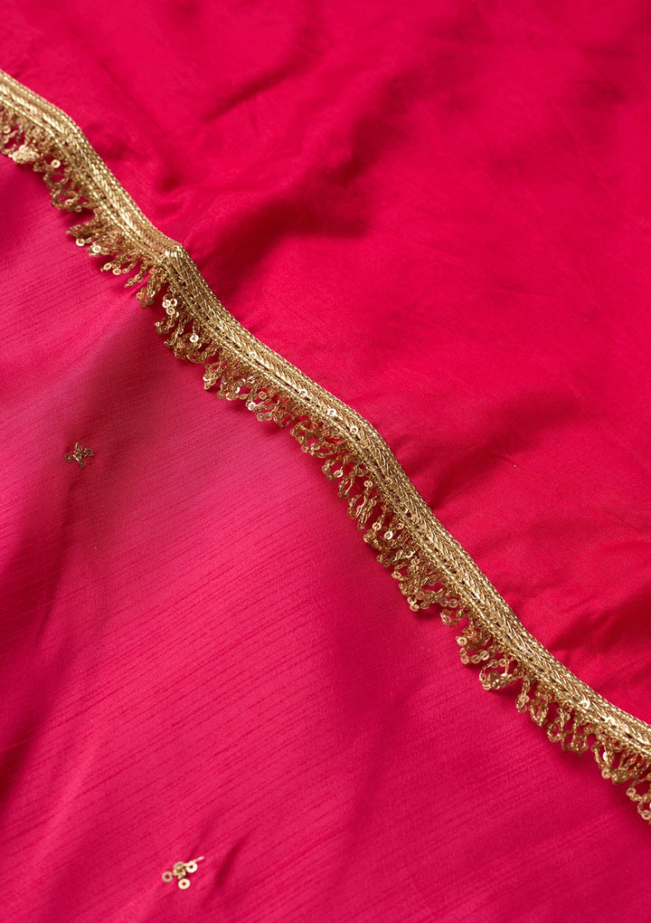 Magenta Pink Cording Art Silk Readymade Salwar Suit