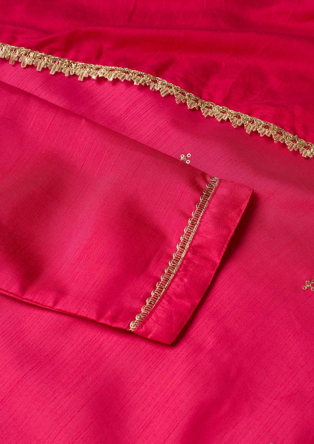 Magenta Pink Cording Art Silk Readymade Salwar Suit