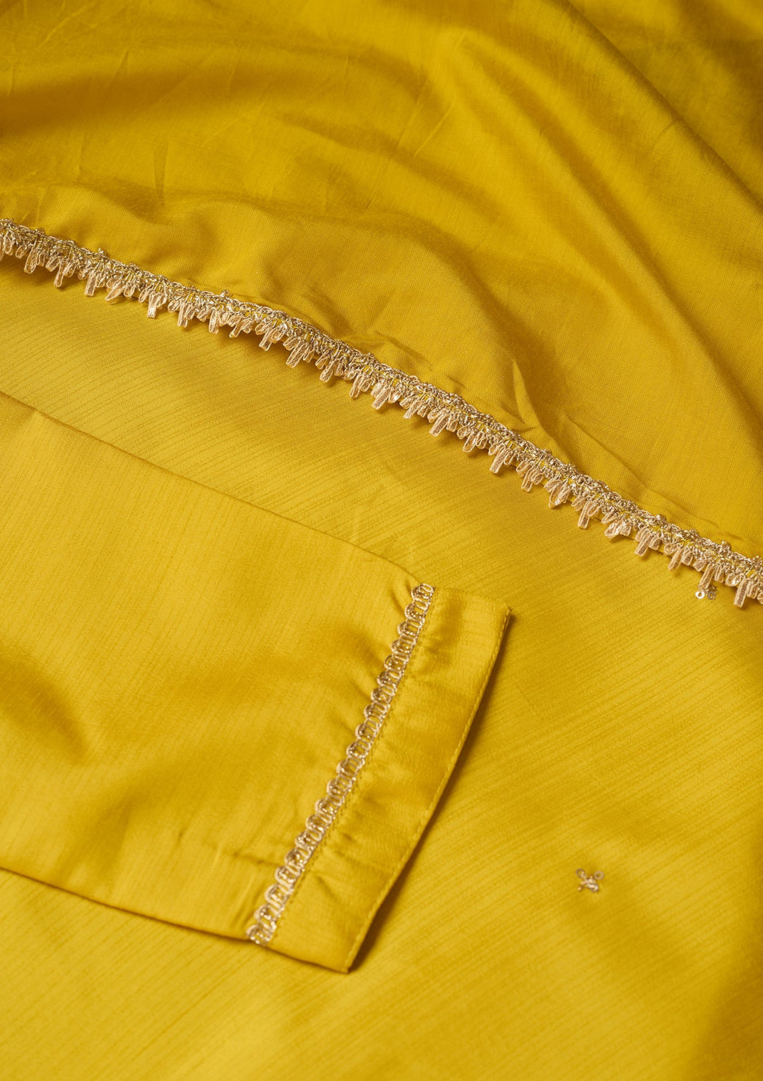Yellow Cording Art Silk Readymade Salwar Suit