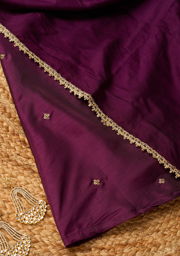 Wine Cording Art Silk Readymade Salwar Suit