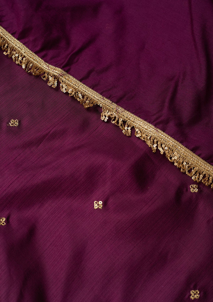 Wine Cording Art Silk Readymade Salwar Suit