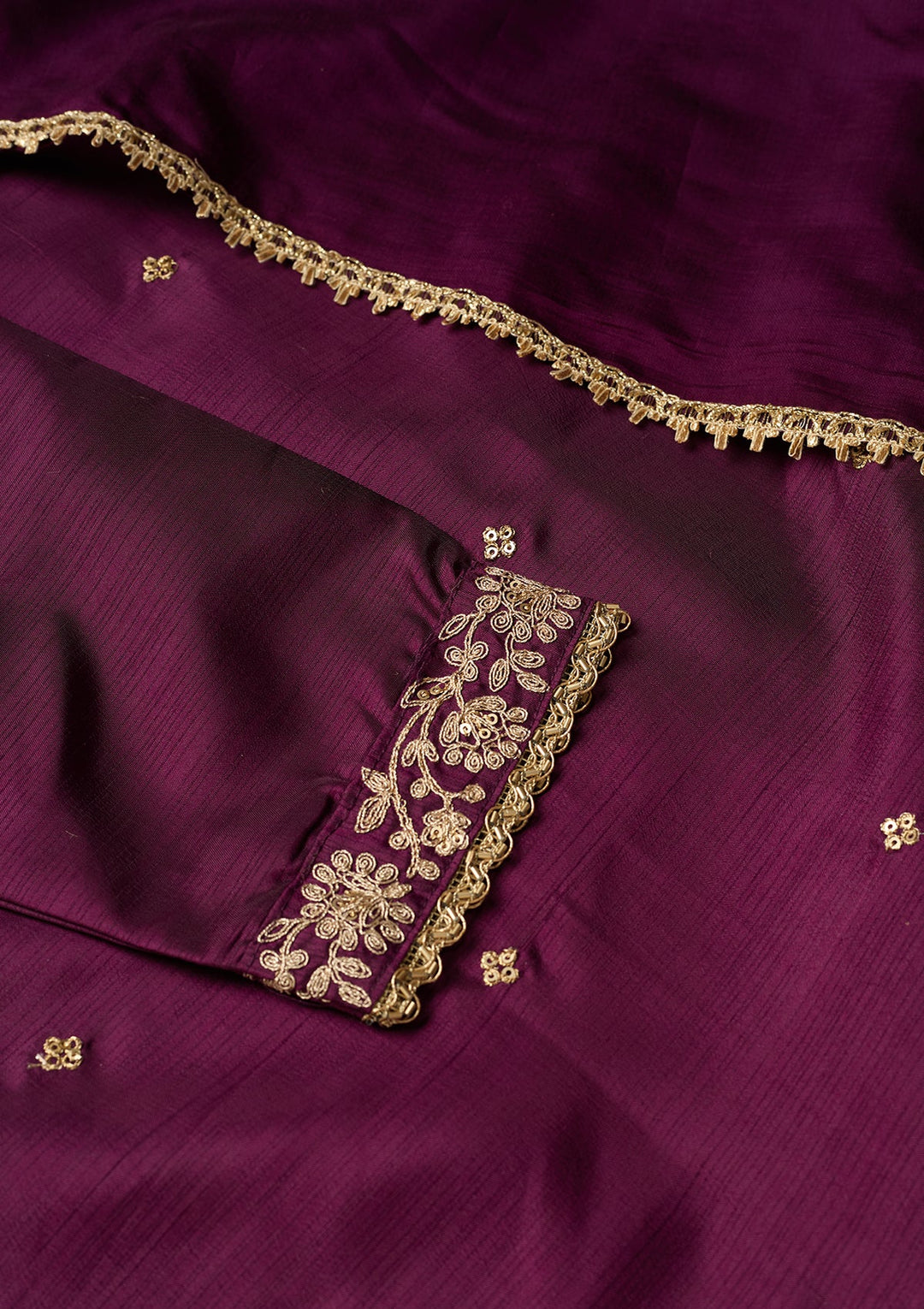 Wine Cording Art Silk Readymade Salwar Suit