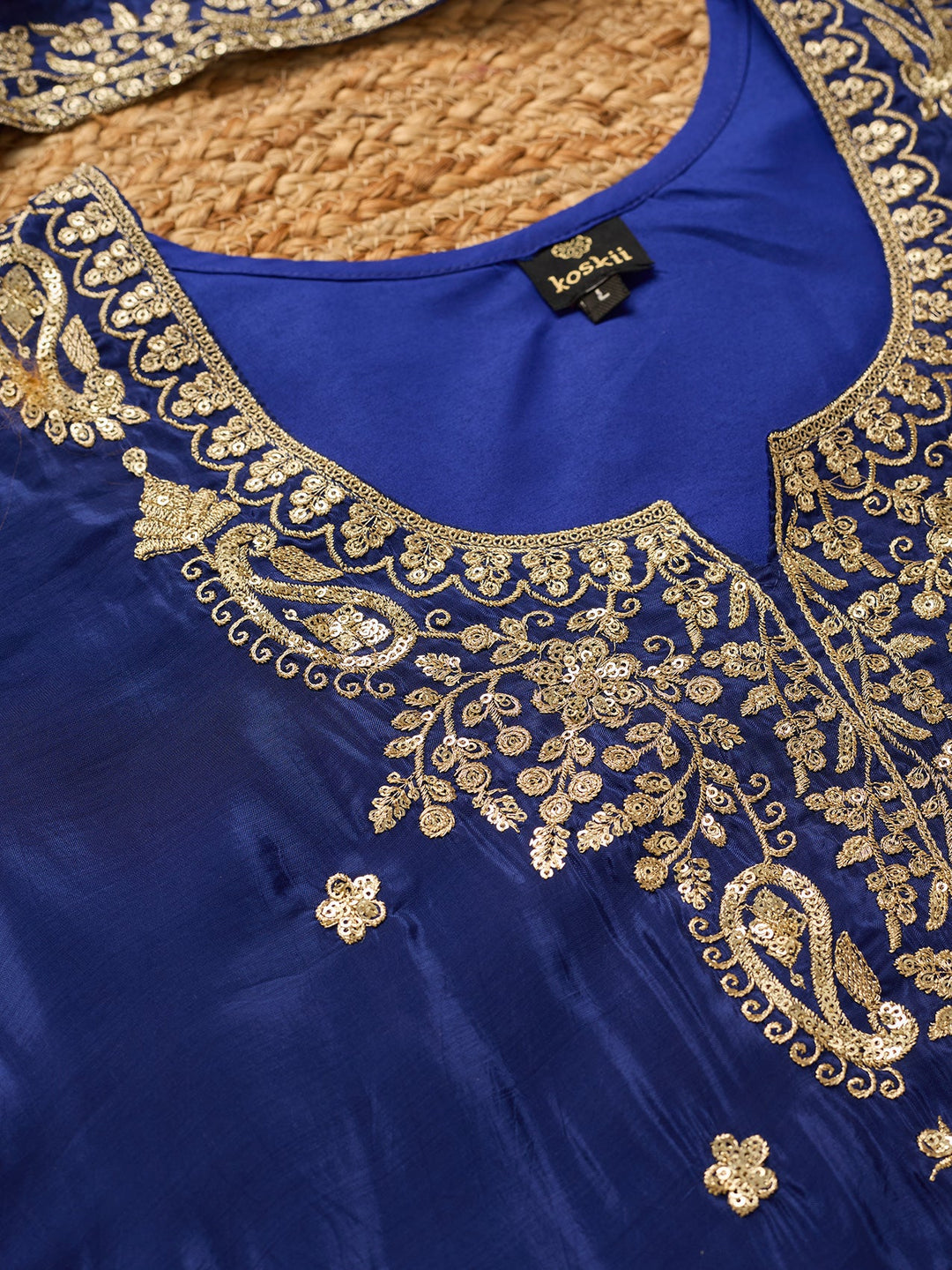 Royal Blue Sequins Crepe Readymade Salwar Suit