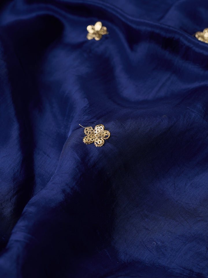 Royal Blue Sequins Crepe Readymade Salwar Suit