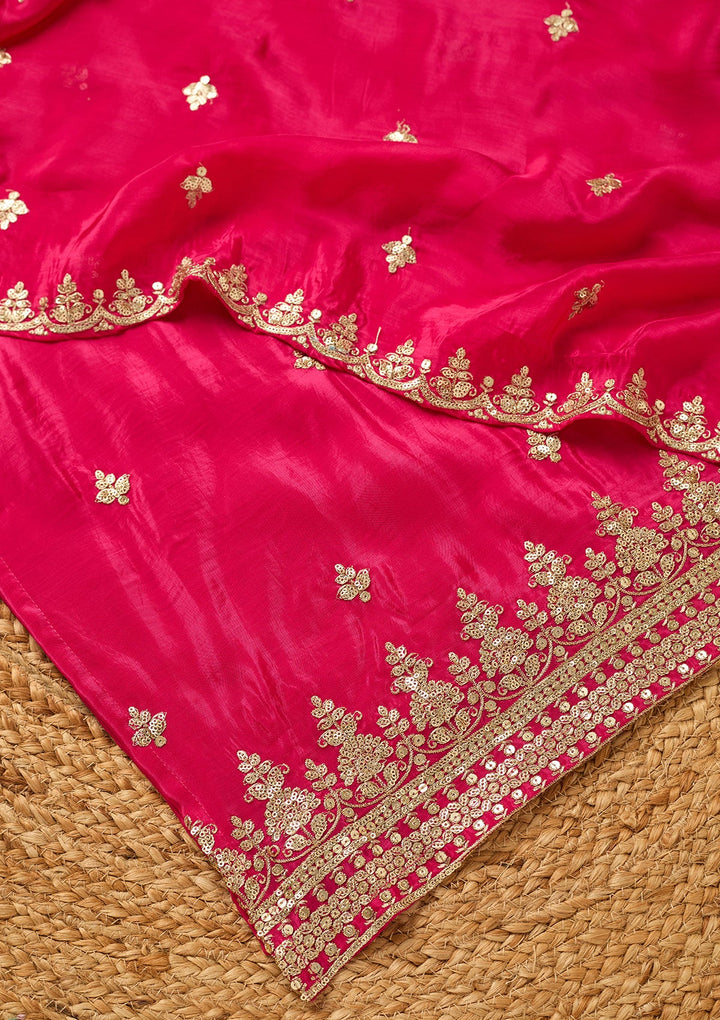 Rani Pink Sequins Crepe Readymade Salwar Suit