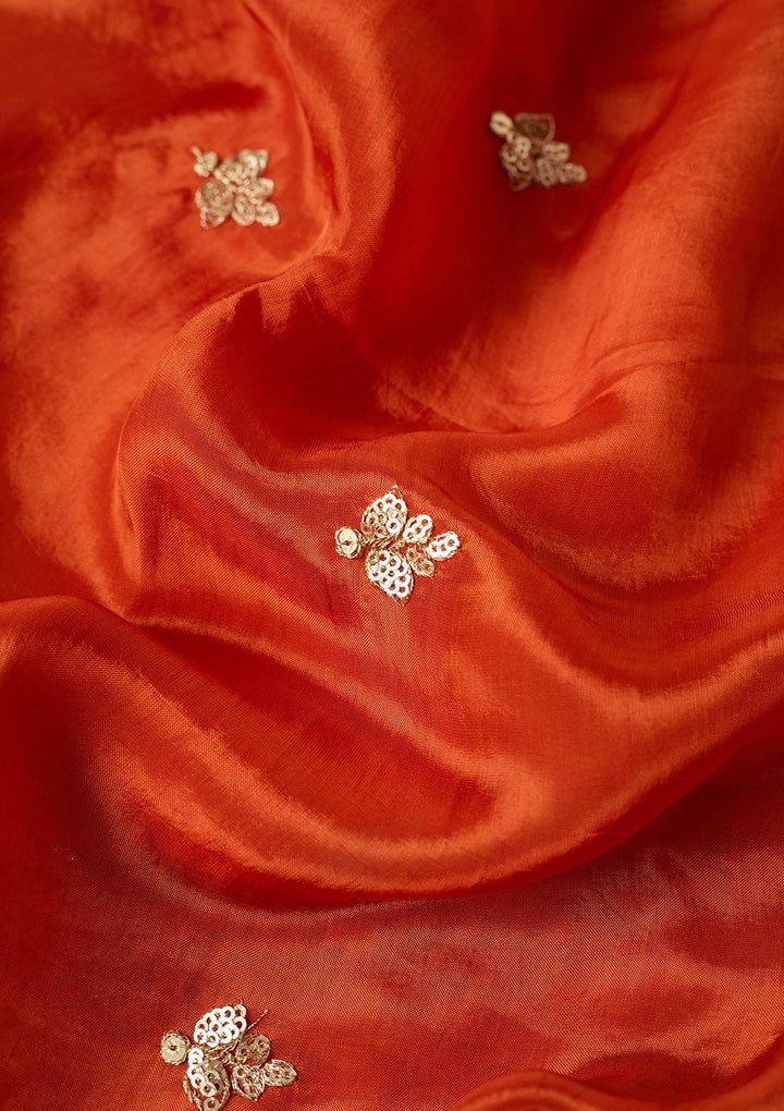 Rust Sequins Crepe Readymade Salwar Suit