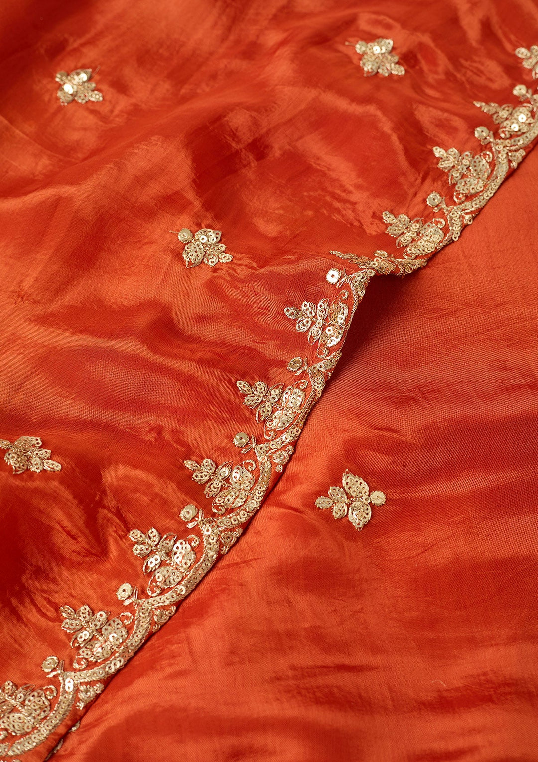 Rust Sequins Crepe Readymade Salwar Suit