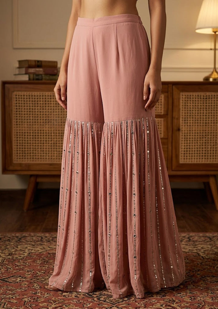Peach Cutdana Georgette Readymade Salwar Suit