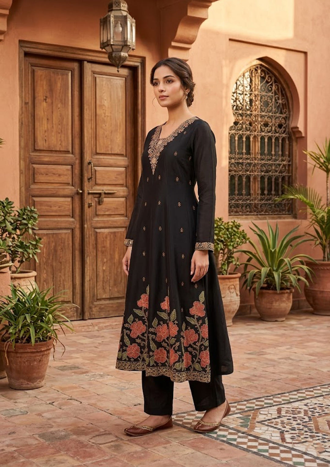 Black Cording Chanderi Readymade Salwar Suit