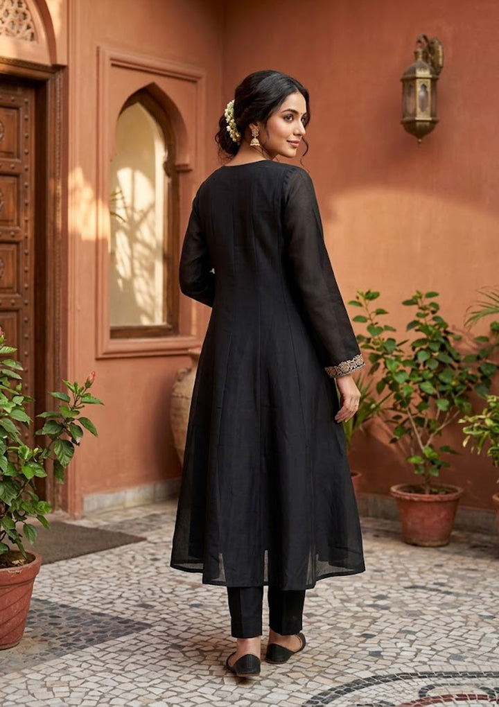 Black Cording Chanderi Readymade Salwar Suit