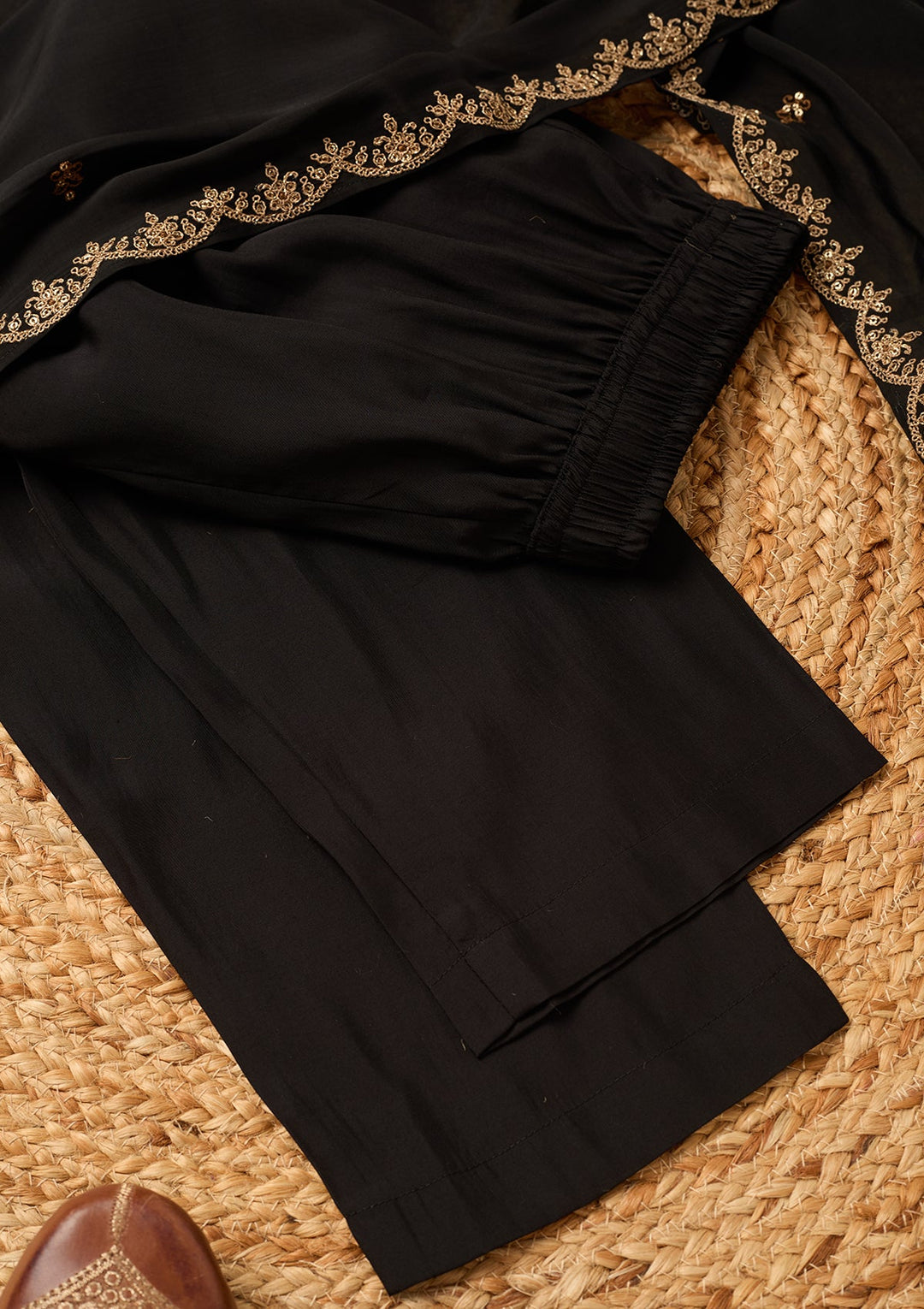 Black Cording Chanderi Readymade Salwar Suit