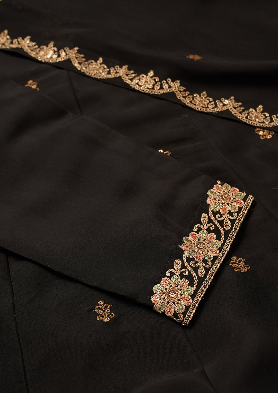 Black Cording Chanderi Readymade Salwar Suit