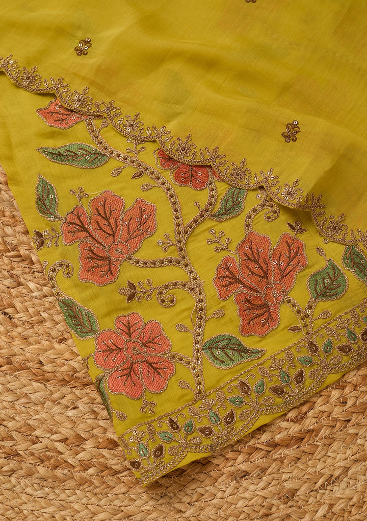 Mustard Cording Chanderi Readymade Salwar Suit