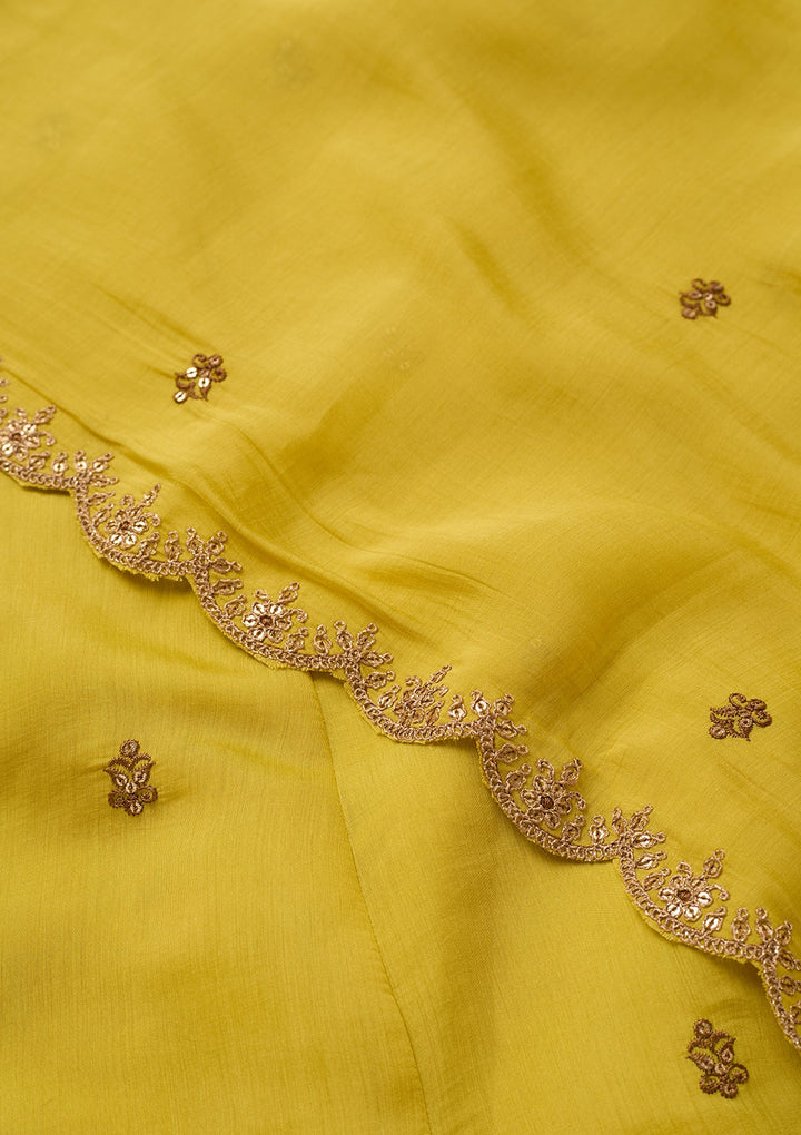 Mustard Cording Chanderi Readymade Salwar Suit