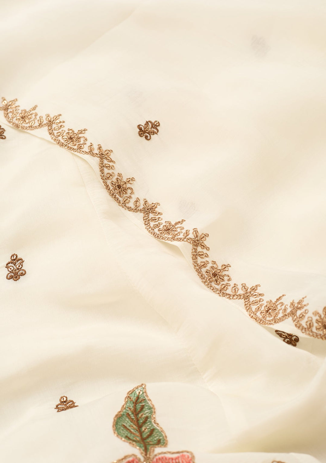 Off White Cording Chanderi Readymade Salwar Suit