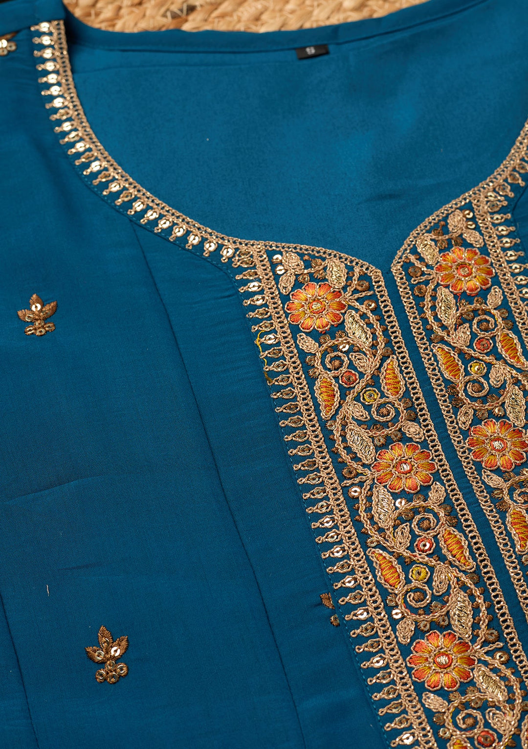 Navy Blue Cording Chanderi Readymade Salwar Suit