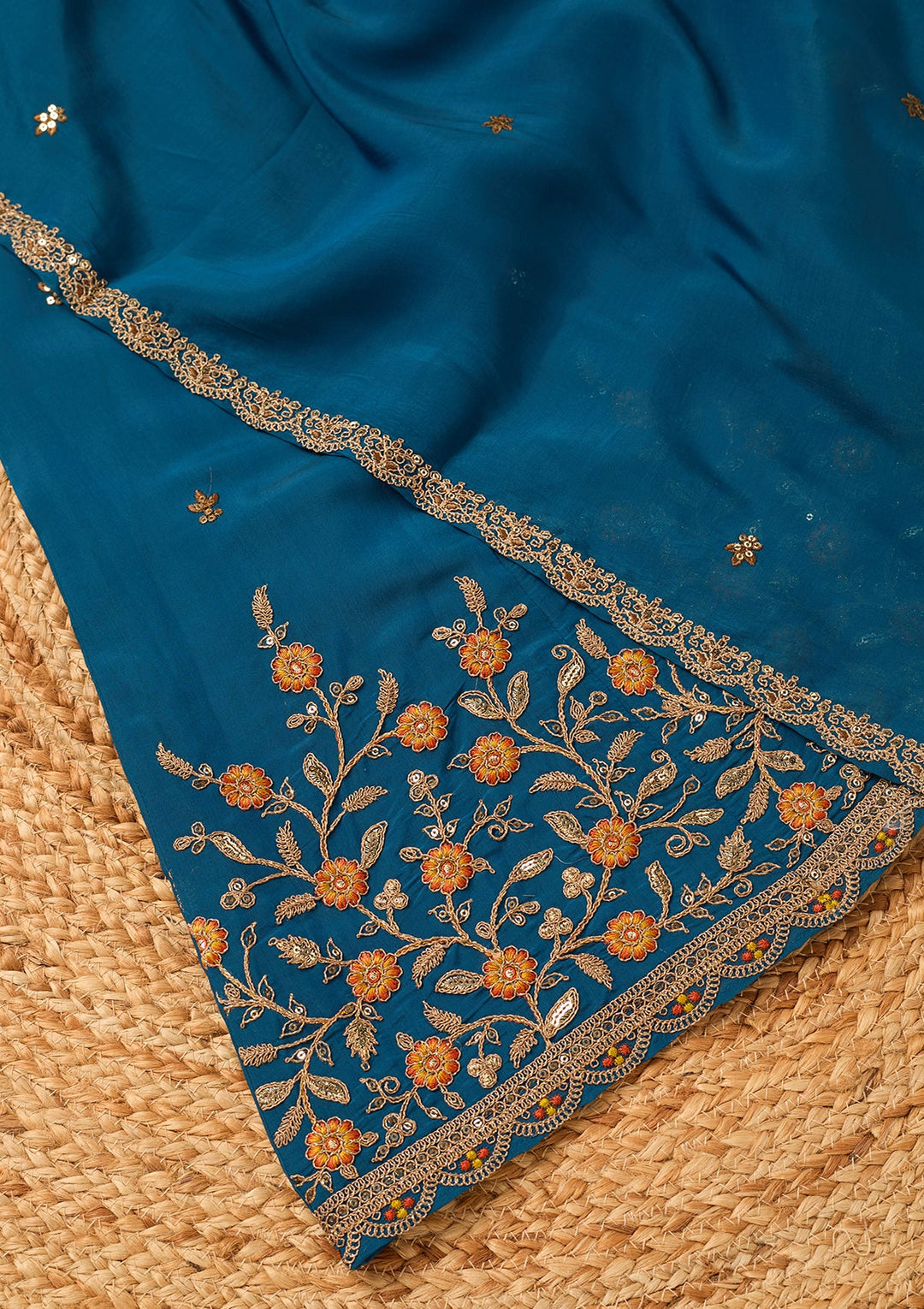 Navy Blue Cording Chanderi Readymade Salwar Suit