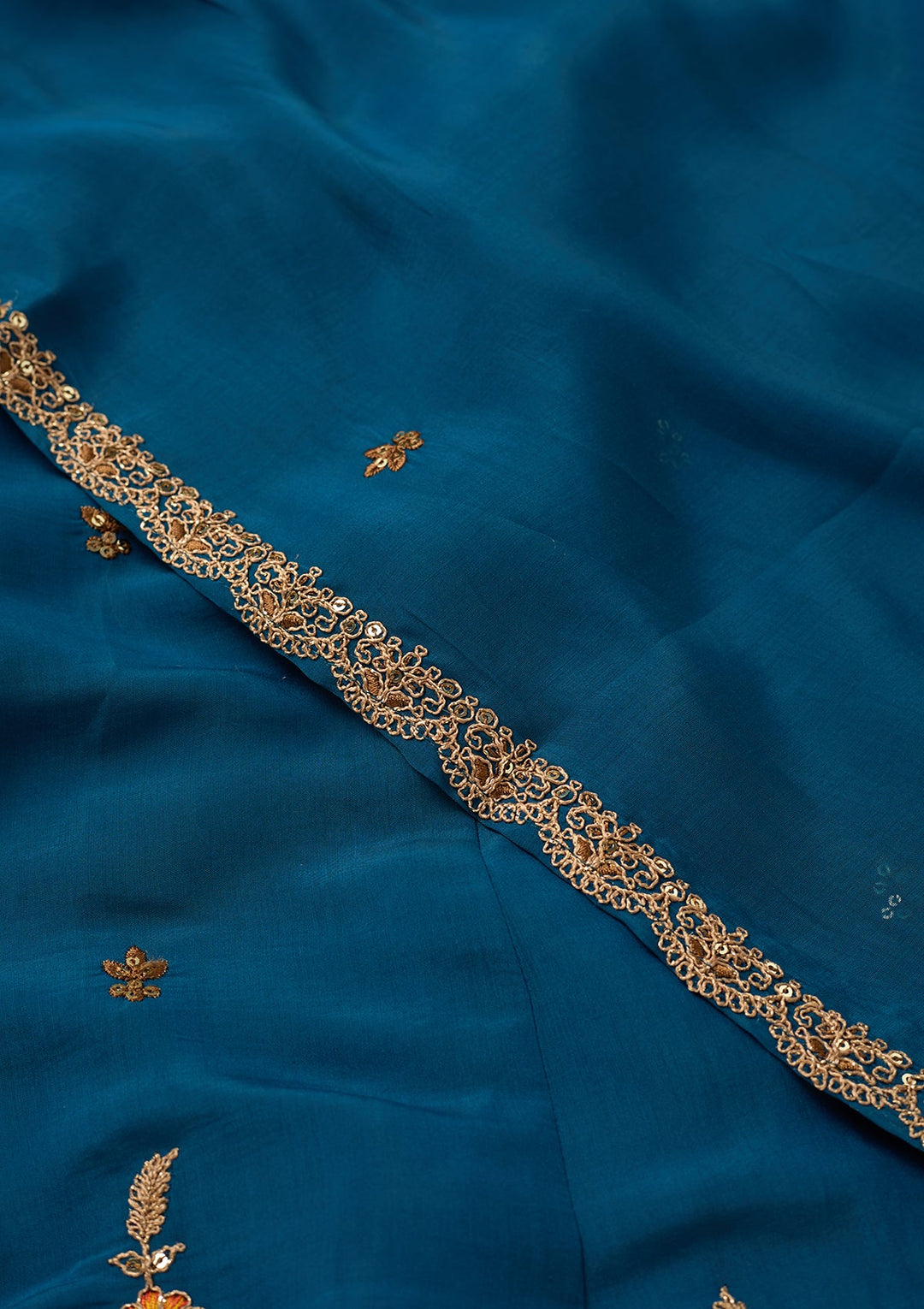 Navy Blue Cording Chanderi Readymade Salwar Suit