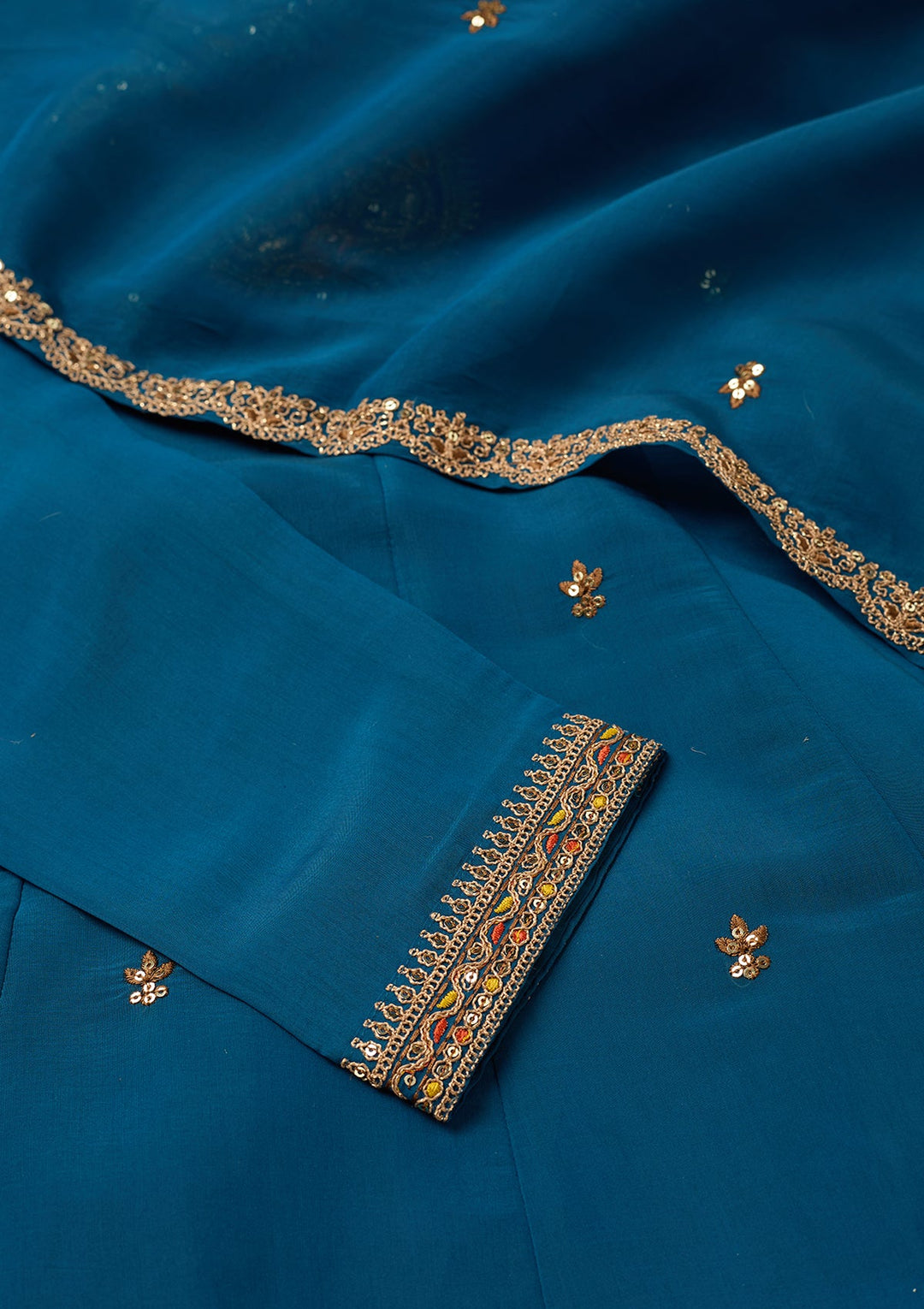 Navy Blue Cording Chanderi Readymade Salwar Suit