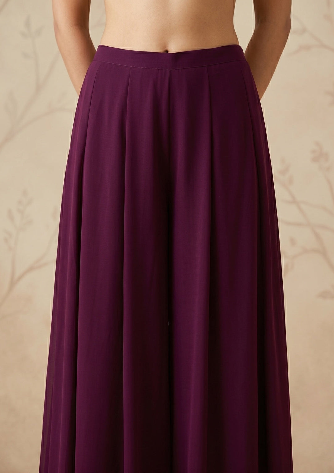Wine Threadwork Georgette Readymade Salwar Suit