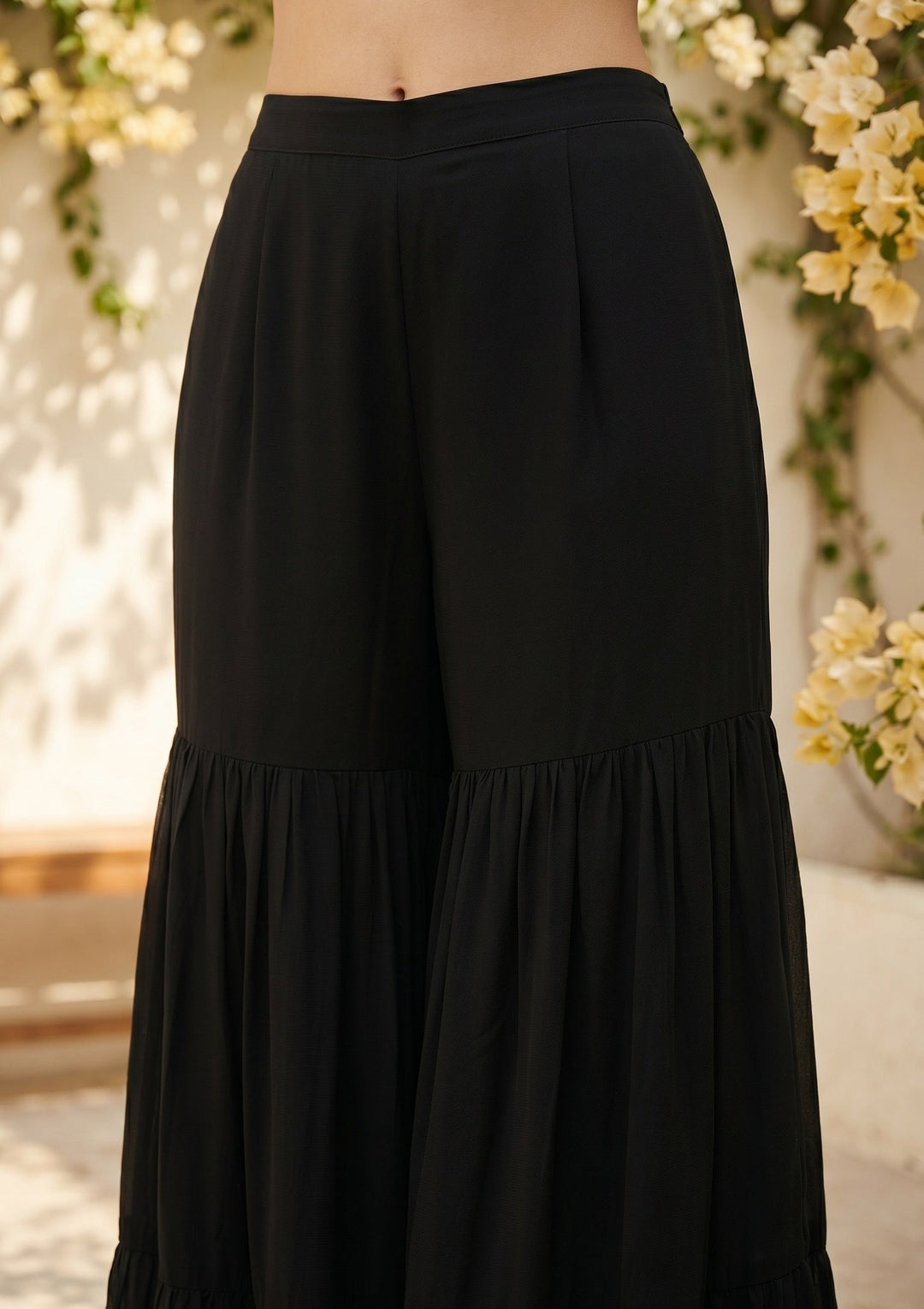Black Threadwork Georgette Readymade Salwar Suit