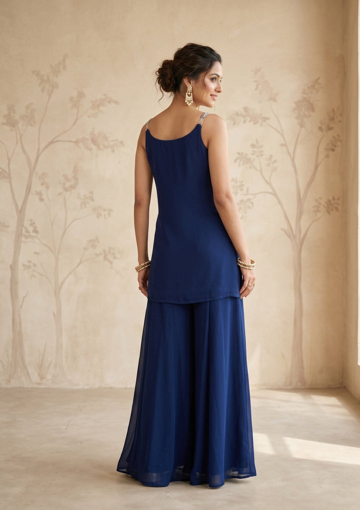 Navy Blue Cutdana Georgette Readymade Salwar Suit