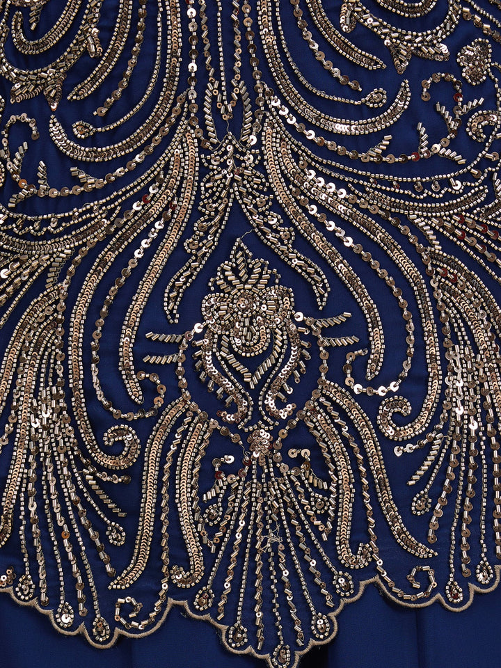 Navy Blue Cutdana Georgette Readymade Salwar Suit