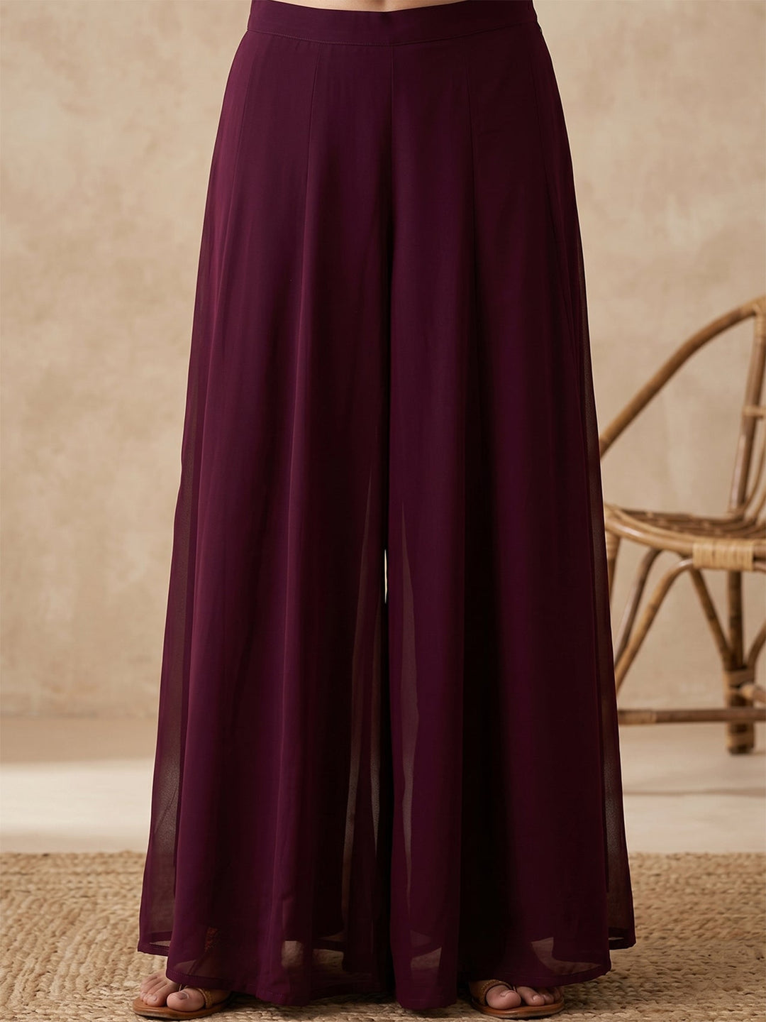 Wine Cutdana Georgette Readymade Salwar Suit