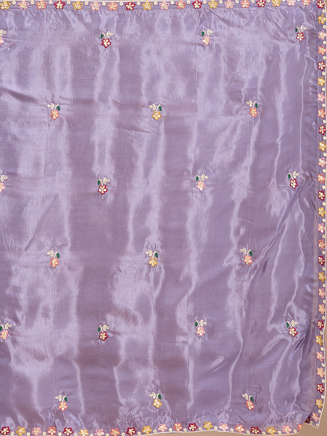 Lavender Threadwork Crepe Readymade Salwar Suit