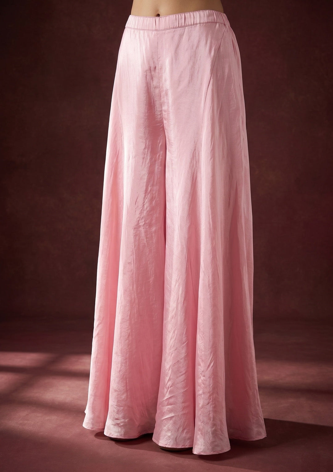Pink Threadwork Crepe Readymade Salwar Suit