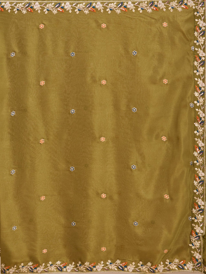 Mehendi Threadwork Crepe Readymade Salwar Suit