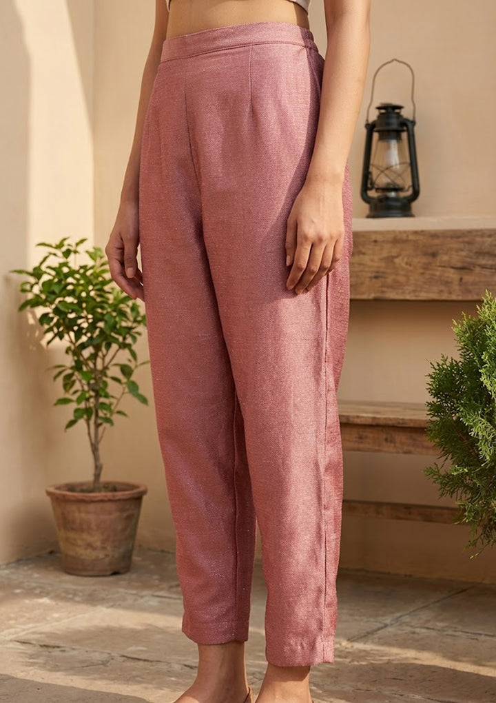 Dark Onion Pink Soft Raw Silk Gold Zariwork Anarkali Kurta With Pant Regular And Dupatta