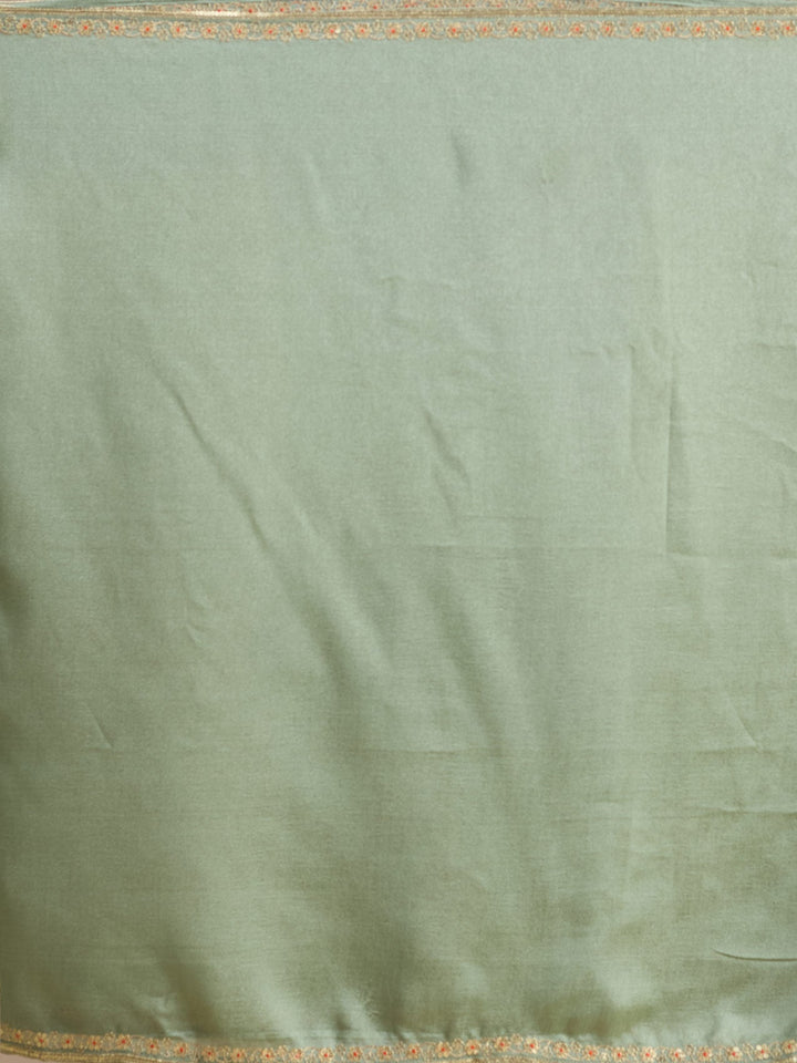 Green Soft Raw Silk Gold Zariwork Anarkali Kurta With Pant Regular And Dupatta