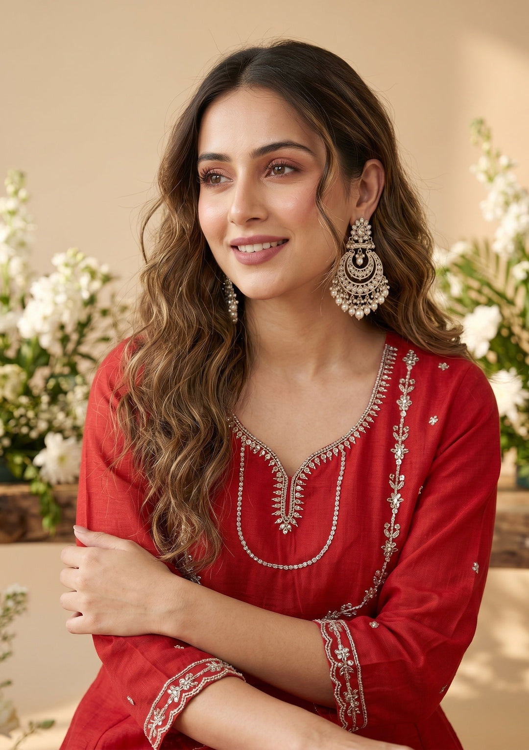 Rust Zariwork (Gold) Soft Raw Silk Readymade Salwar Suit